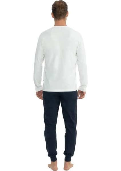 Erkek Yuvarlak Yaka Göğüs Baskılı Pijama Takımı modelleri