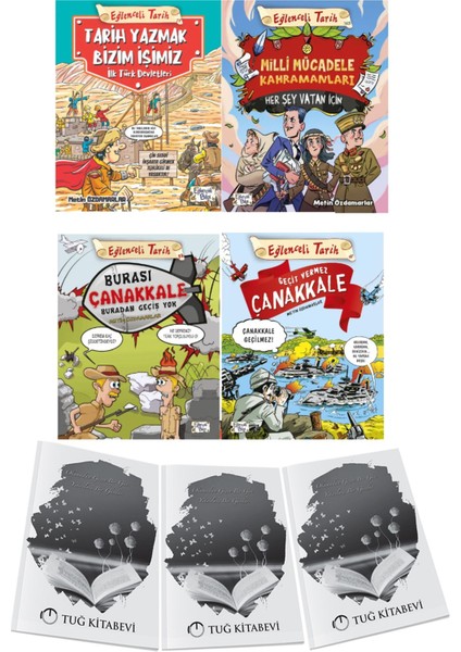 Tarih Yazmak Bizim Işimiz - Ilk Türk Devletleri-Milli Mücadele Kahramanları - Her Şey Vatan Için-Burası Çanakkale Buradan Geçiş Yok-Geçit Vermez Çanakkale 4lü Set Metin Özdamarlar + Hediyeli