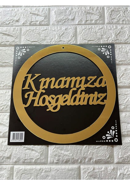 - Kınamıza Hoşgeldiniz Yazılı Pleksi Kapı ve Duvar Süsü Gold Dpmah