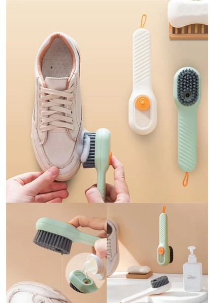 Çok Amaçlı Deterjan Hazneli Pratik El Temizlik Fırçası Ayakkabı Bot Temizleme Yıkama Fırçası