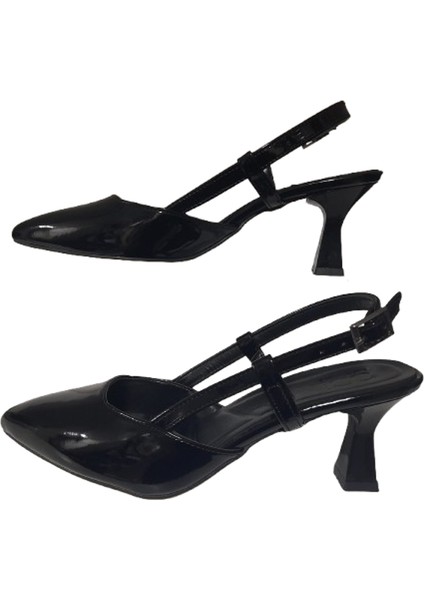 Siyah Kadın Kadeh Topuklu Şık Rugan Ayakkabı fırsatları