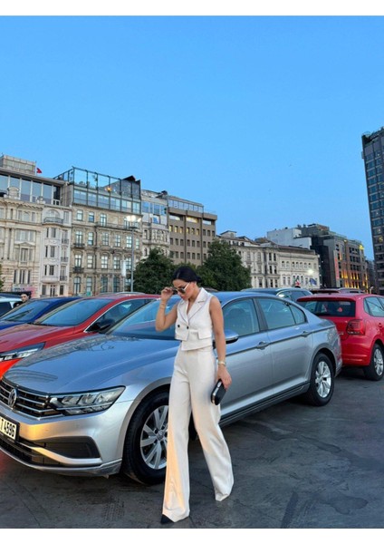 Kadın Düğmeli Yelek Pantolon Kare Yaka Takım fiyatları