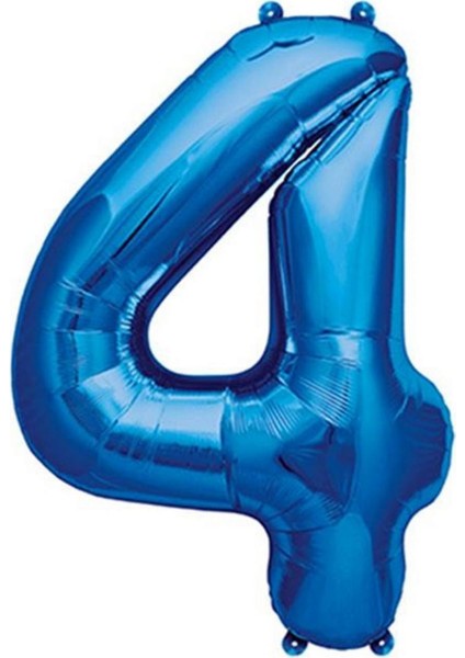 - 16 Inç 4 Rakamı Folyo Balon Mavi 40 cm Dpmah