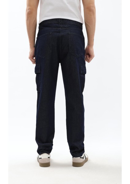 Erkek Kargo Cepli Lacivert Jean Pantolon