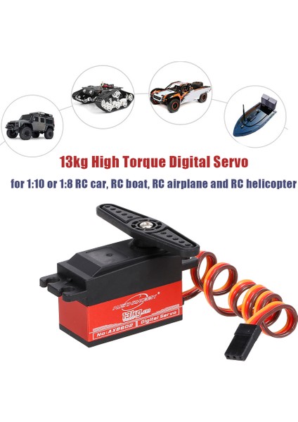 13KG Dijital Servo Rc Servo Yüksek Tork Metal Dişli Sıçrama Geçirmez Servo 1/10 1/8 Rc Araba Rc Tekne Rc Uçak Rc Helikopter Rc Modeli (Yurt Dışından)