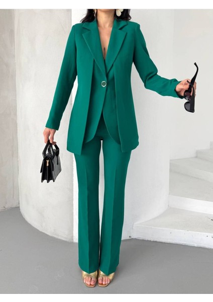 “kadın Ikili Takım - Blazer Ceket ve Yüksek Bel Pantolon Ikili Takım”