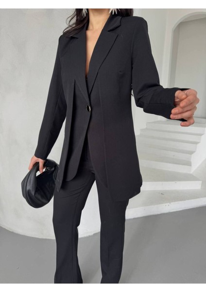 “kadın Ikili Takım - Blazer Ceket ve Yüksek Bel Pantolon Ikili Takım” modelleri