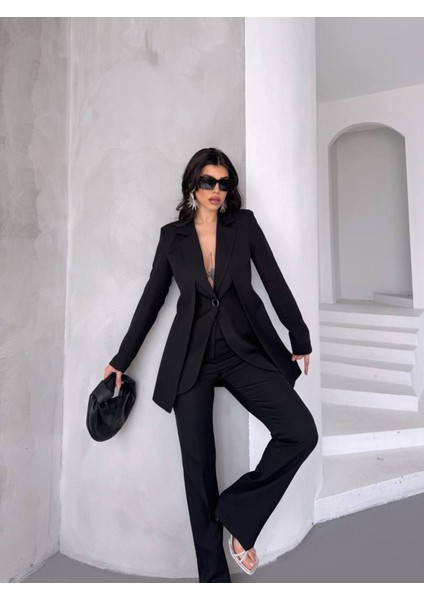 “kadın Ikili Takım - Blazer Ceket ve Yüksek Bel Pantolon Ikili Takım” fırsatları