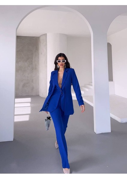 “kadın Ikili Takım - Blazer Ceket ve Yüksek Bel Pantolon Ikili Takım” modelleri