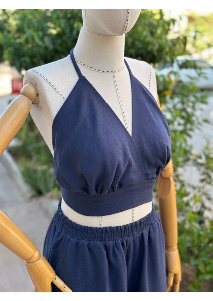 Müslin Kumaş Lacivert Kadın Büstiyer modelleri