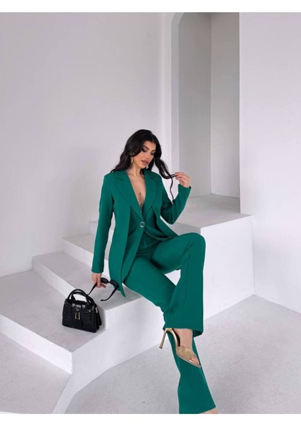 “kadın Ikili Takım - Blazer Ceket ve Yüksek Bel Pantolon Ikili Takım” fırsatları