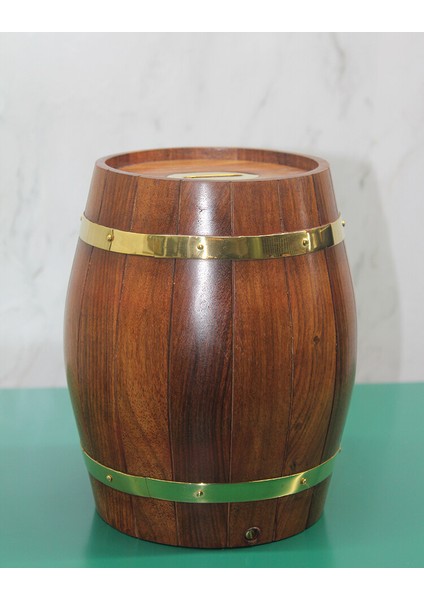 Pirinç Detaylı Fıçı Kumbara Model 3
