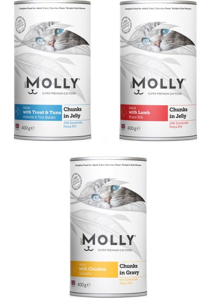 3 Çeşit Karma Kedi Konservesi 400 Gr. x 3 Adet