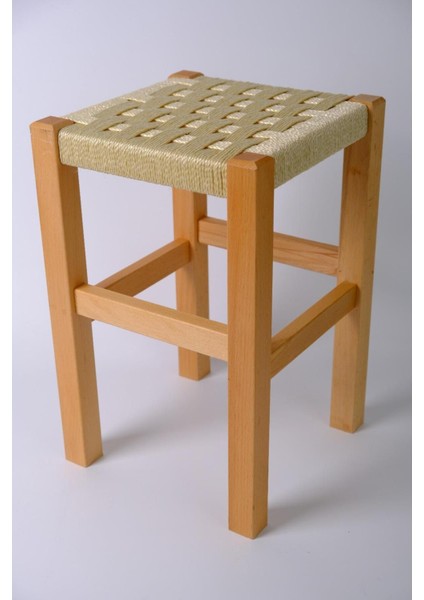 Ahşap Hasır Örgülü Tabure Mutfak/balkon/piknik Masa Taburesi 45 cm