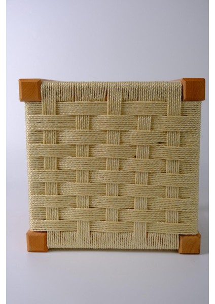 Ahşap Hasır Örgülü Tabure Mutfak/balkon/piknik Masa Taburesi 45 cm