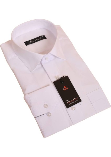 Beyaz Rahat Kesim Cepli Uzun Kol Regular Fit Erkek Gömlek - 150-1