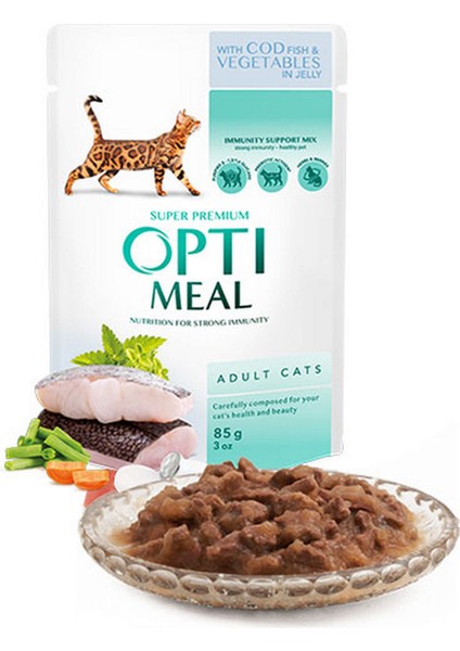 Morina Balıklı Sebzeli Jöleli Yaş Kedi Maması 85 gr Inslm