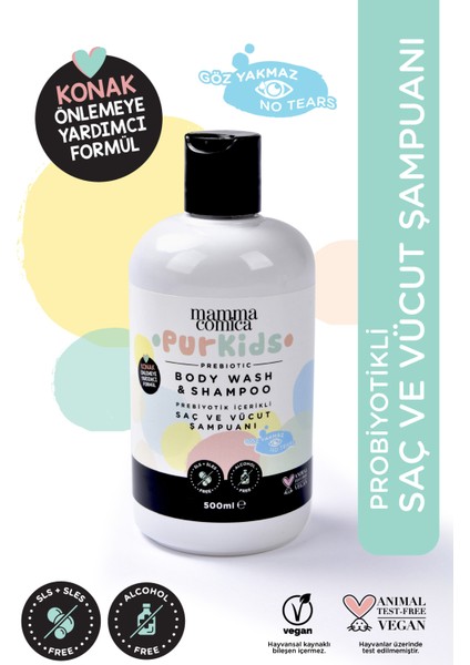 Purkids Prebiotikli Vegan Saç ve Çocuk Şampuanı 500 ml