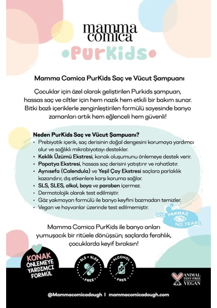 Purkids Prebiotikli Vegan Saç ve Çocuk Şampuanı 500 ml