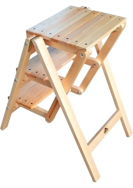 Abaş Ahşap Merdiven Tabure Katlanır (3 Basamaklı)