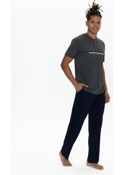 Erkek Alt Üst Düğmeli Pijama Takımı modelleri