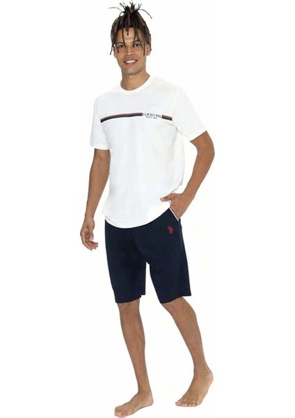 Erkek Yazı Detaylı Yuvarlak Yaka Pijama Takım