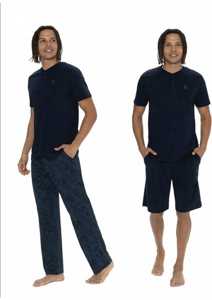 Erkek 3'lü Düğmeli Pijama Takımı