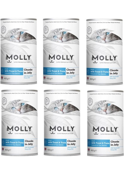 Alabalıklı ve Ton Balıklı Jöleli Kedi Konservesi 400 Gr. x 6 Adet