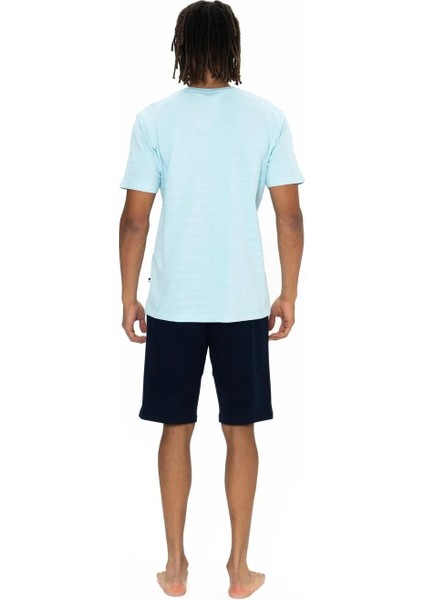 Erkek Yuvarlak Yaka Düz Pijama Şort Takım modelleri