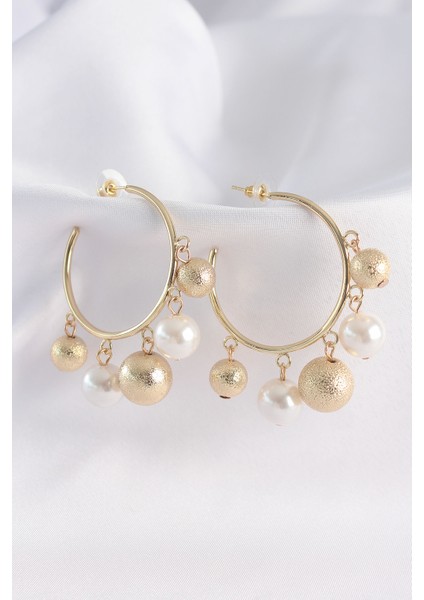Pirinç Gold Renk Topçuk Model Halka Küpe - TJ-BKP8908