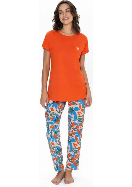 Kadın Kısa Kollu Çiçek Desenli Renkli Alt Üst Pijama Takım