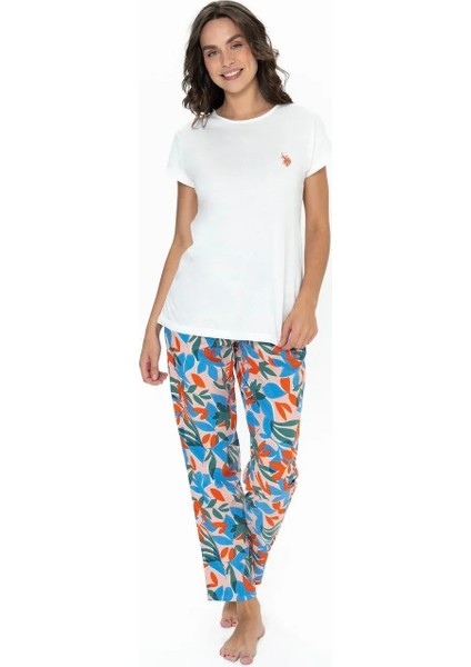 Kadın Kısa Kollu Çiçek Desenli Renkli Alt Üst Pijama Takım