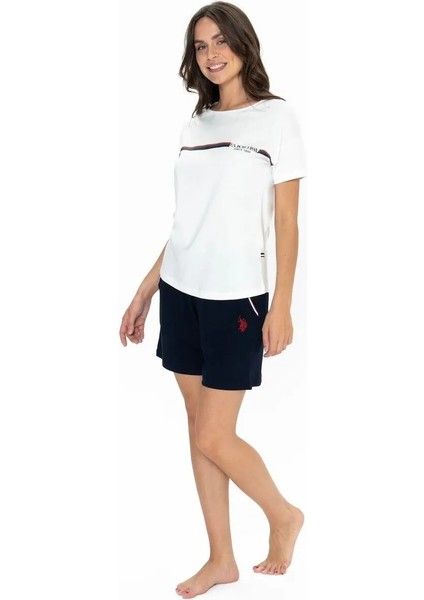 Kadın Yuvarlak Yaka Alt Üst Çizgi Detay Pijama Şort Takım modelleri
