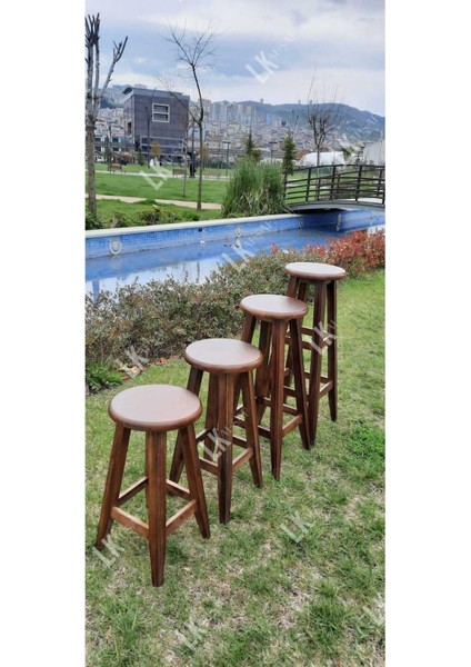1AD. Ahşap Bar Taburesi Ceviz Renk 45CM Yükseklik