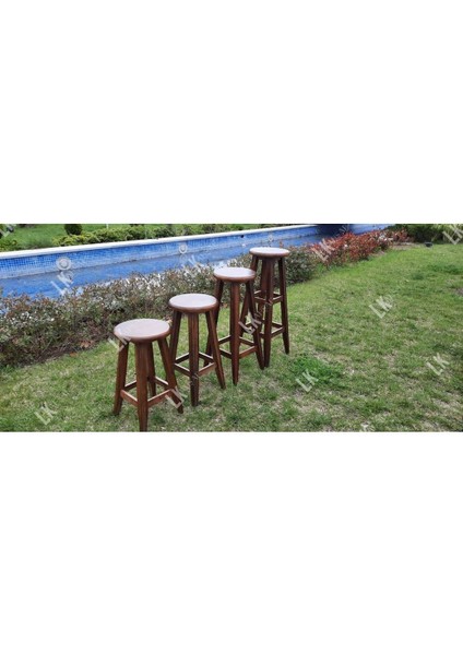 1AD. Ahşap Bar Taburesi Ceviz Renk 45CM Yükseklik