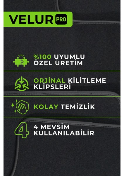 Velurpro Audi A3 2013-2020 Araca Özel Halı Paspas Araba Halısı Oto Paspas