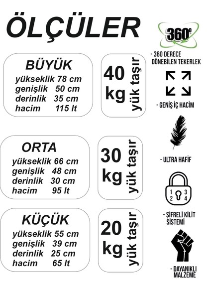 Küçük (Kabin) Boy Pp Esnek Malzeme Kırılmaz Valiz