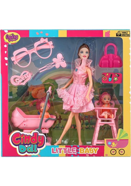 Cindy Doll Pusetli ve Mama Sandalyeli Bebek 02456