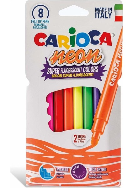 Carioca Fosforlu Yıkanabilir Keçeli Boya Kalemi 8'li