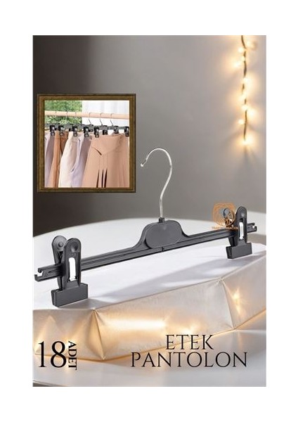 Etek Pantolon Eşarp Kıskaçlı Askı 18 Li Set