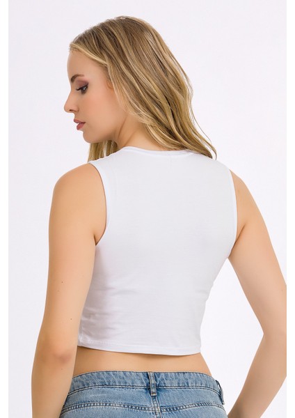 Kadın Likralı Kolsuz Crop fiyatları