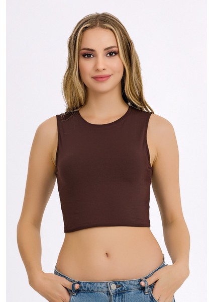 Kadın Likralı Kolsuz Crop