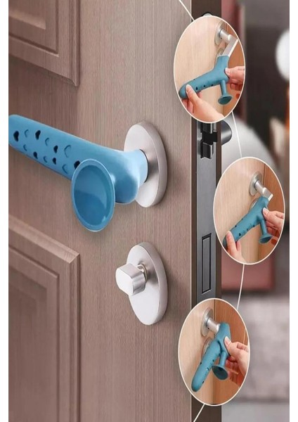 2 Adet Gri Renk Silikon Kapı Kolu Stoperi Pencere Tutucu Stoper Duvar Koruyucu