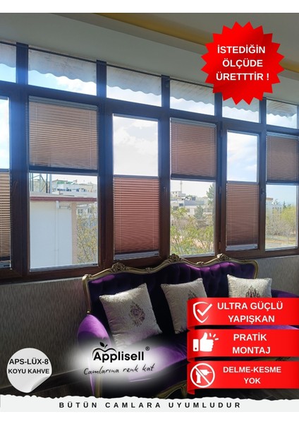 Pvc Cam Perdesi – Yapışkanlı Plise Perde | kolay montaj