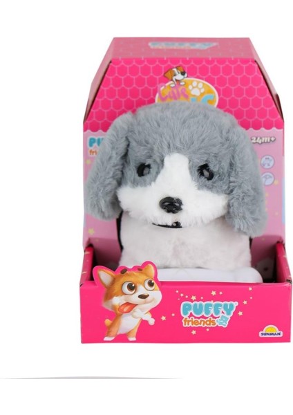4247 Sesli Hareketli Peluş Köpek Gri -Sunman