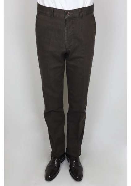 Fistan Store Erkek Rahat Kalıp Yandan Cepli Boru Paça Büyük Beden Kışlık Keten Pantolon