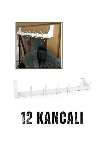Kapı Arkası Askı 12 Kancalı Tüm Kapılara Uyumluluk