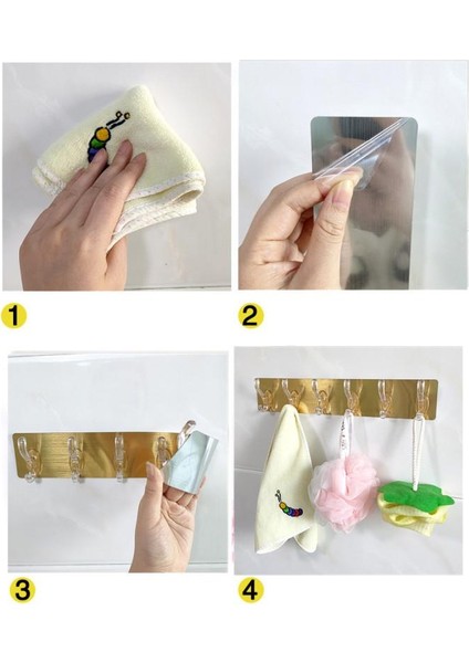 2 Adet Gold Tek Parça Kendinden Yapışkanlı 6 Kancalı Askı modelleri