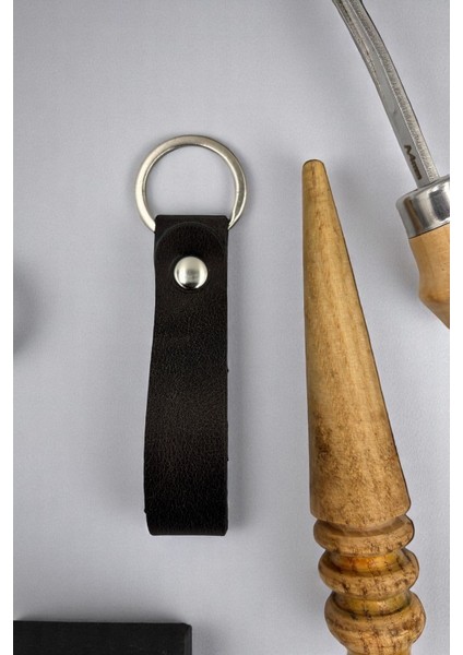 Hakiki Deri Artisan Series Anahtarlık Antrasit - Özelleştirilebilir