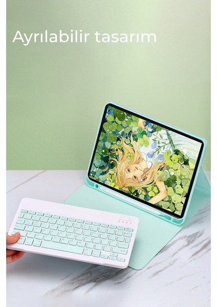 Samsung Galaxy X200 Tab A8 10.5 Kılıf KC01 Smart Klavyeli Tablet Kılıfı - Lila Inslm